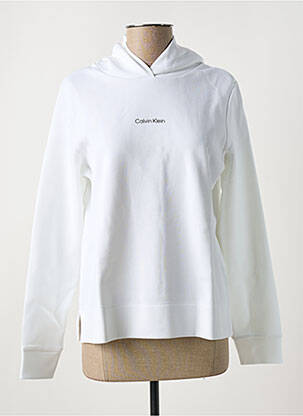 Sweat-shirt à capuche col rond blanc CALVIN KLEIN femme
