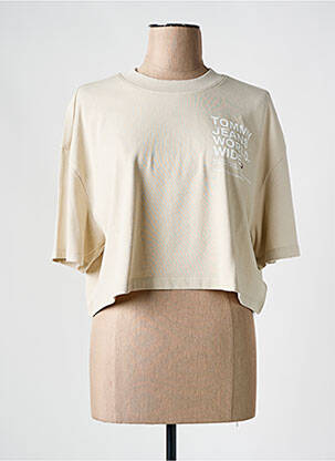 T-shirt col rond beige TOMMY HILFIGER femme