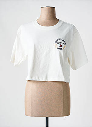 T-shirt col rond blanc TOMMY HILFIGER femme