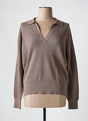 Pull col v marron CALVIN KLEIN femme