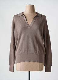 Pull col v marron CALVIN KLEIN femme