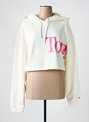 Sweat-shirt à capuche col rond blanc TOMMY HILFIGER femme