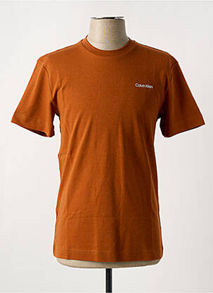 T-shirt col rond marron CALVIN KLEIN homme