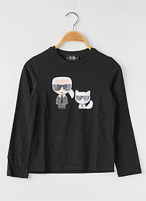 T-shirt col rond noir KARL LAGERFELD fille