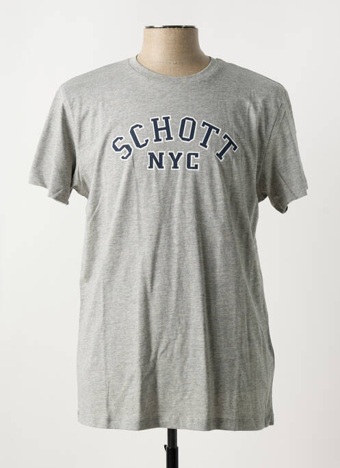 T-shirt gris SCHOTT pour homme