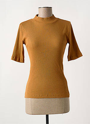 T-shirt col rond marron KNOWLEDGE COTTON APPAREL femme