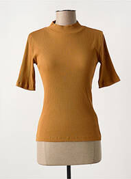 T-shirt col rond marron KNOWLEDGE COTTON APPAREL femme