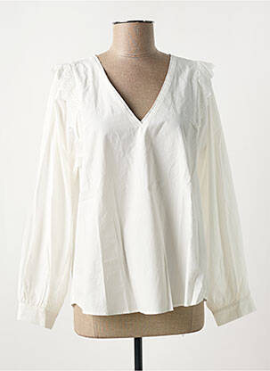 Top col v blanc GRACE & MILA femme