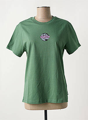 T-shirt col rond vert VANS femme
