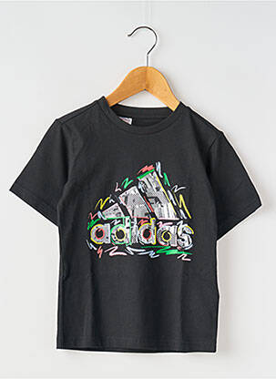 T-shirt col rond noir ADIDAS enfant