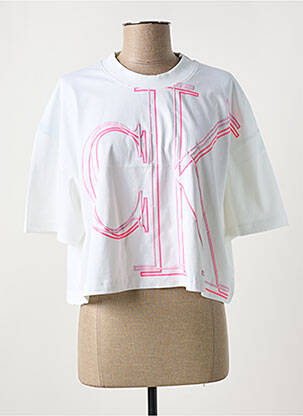 T-shirt col rond blanc CALVIN KLEIN femme