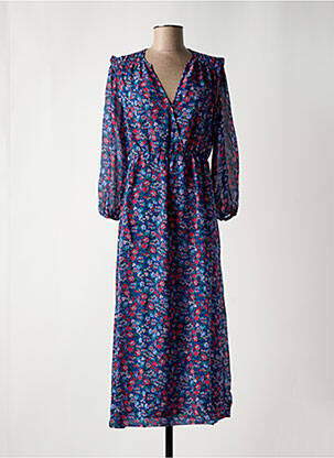 Robe longue col v bleu GRACE & MILA femme
