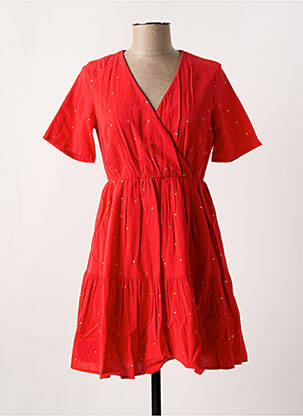 Robe courte col v rouge PIECES femme