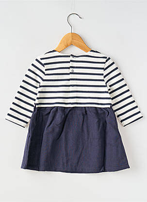 Robe mi-longue col rond bleu PETIT BATEAU fille