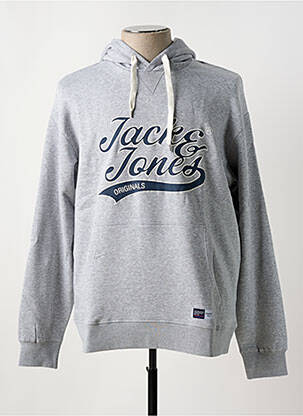 Sweat-shirt à capuche col rond gris JACK & JONES homme
