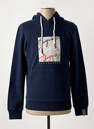 Sweat-shirt à capuche col rond bleu JACK & JONES homme