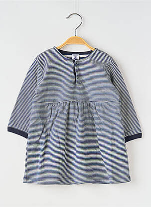 Robe mi-longue col rond bleu PETIT BATEAU fille