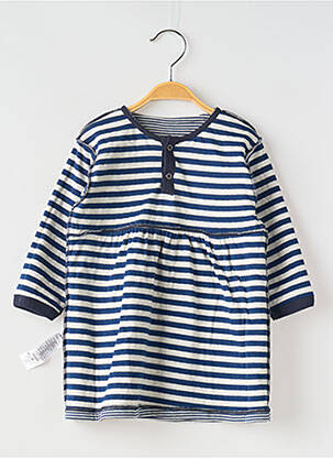 Robe mi-longue col rond bleu PETIT BATEAU fille