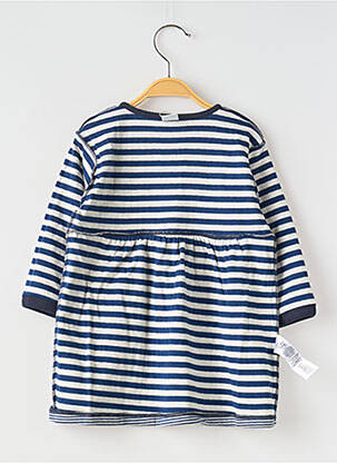 Robe mi-longue col rond bleu PETIT BATEAU fille