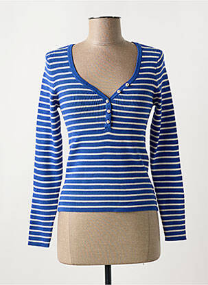 Pull col v bleu PIECES femme