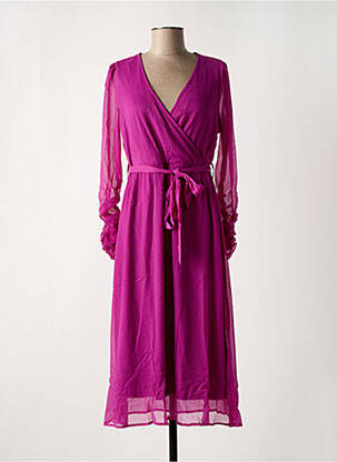 Robe mi-longue col v rose VERO MODA femme