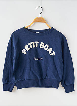 Sweat-shirt col rond bleu PETIT BATEAU garçon