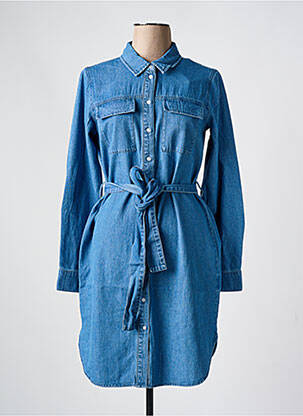 Robe courte col rond bleu PIECES femme