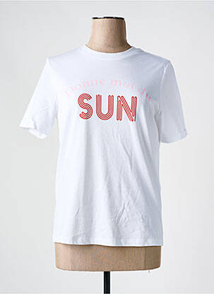 T-shirt col rond blanc PIECES femme