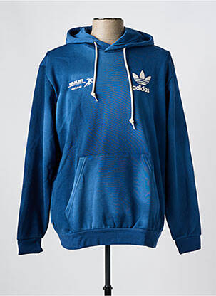 Sweat-shirt à capuche col rond bleu ADIDAS homme