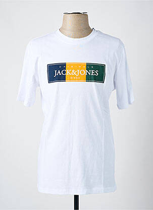 T-shirt col rond blanc JACK & JONES homme