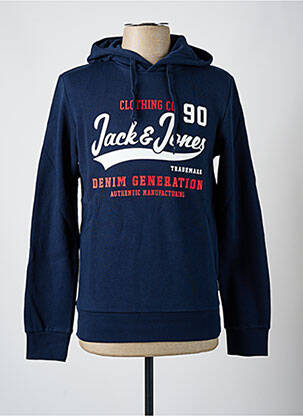 Sweat-shirt à capuche col rond bleu JACK & JONES homme