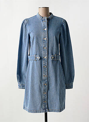 Robe courte col rond bleu PIECES femme