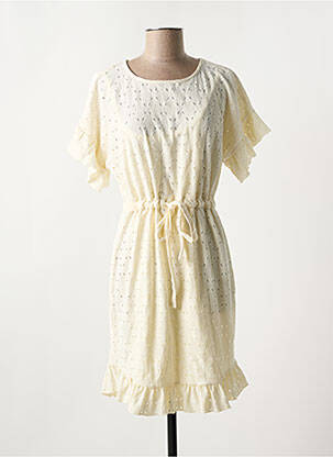 Robe courte col rond beige PIECES femme