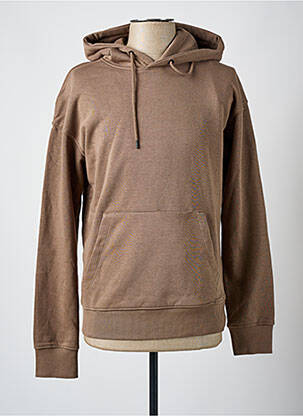 Sweat-shirt à capuche col rond marron JACK & JONES homme