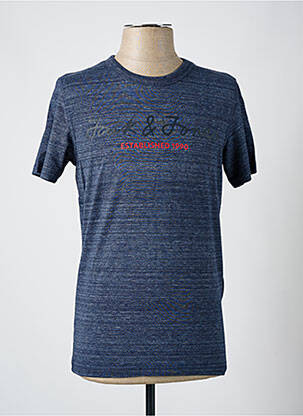 T-shirt col rond bleu JACK & JONES homme