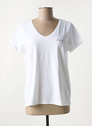T-shirt col v blanc PIECES femme