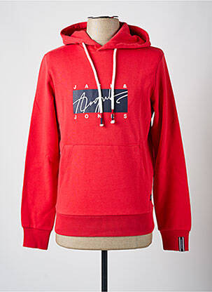 Sweat-shirt à capuche col rond rouge JACK & JONES homme