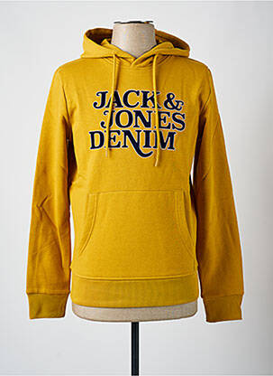 Sweat-shirt à capuche col rond jaune JACK & JONES homme