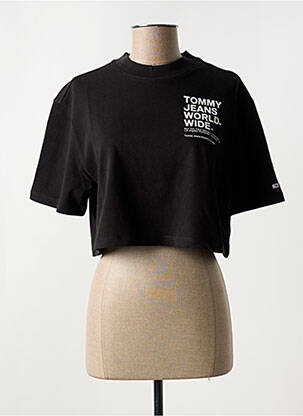 T-shirt col rond noir TOMMY HILFIGER femme