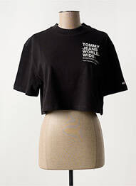 T-shirt col rond noir TOMMY HILFIGER femme
