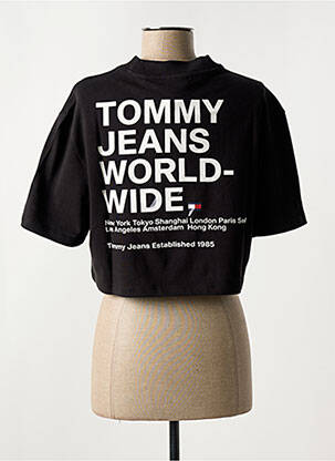 T-shirt col rond noir TOMMY HILFIGER femme
