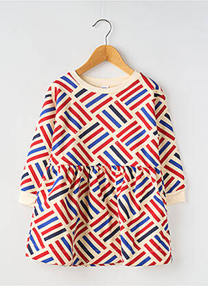 Robe mi-longue col rond blanc PETIT BATEAU fille