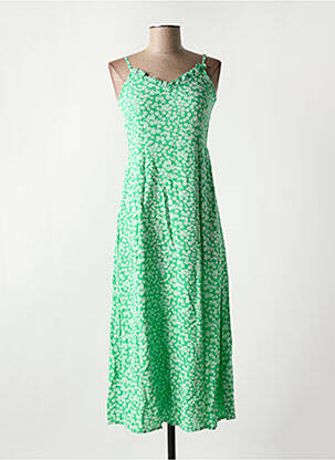 Robe mi-longue col v vert PIECES femme