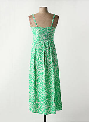Robe mi-longue col v vert PIECES femme