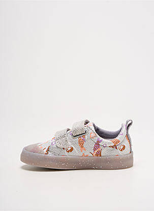 Baskets fermeture lacets bout rond argent CLARKS fille