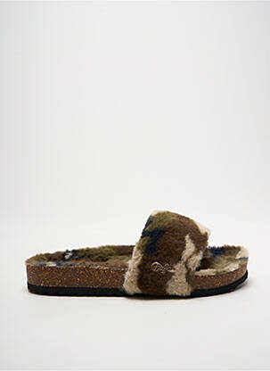 Chaussons/pantoufles bout rond bout rond vert BUFFALO femme