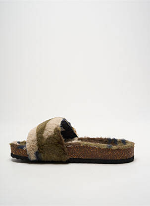 Chaussons/pantoufles bout rond bout rond vert BUFFALO femme