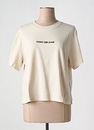 T-shirt col rond beige TOMMY HILFIGER femme