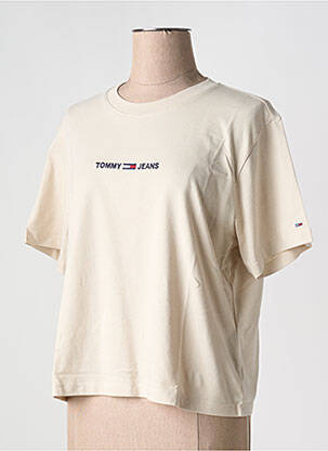 T-shirt col rond beige TOMMY HILFIGER femme
