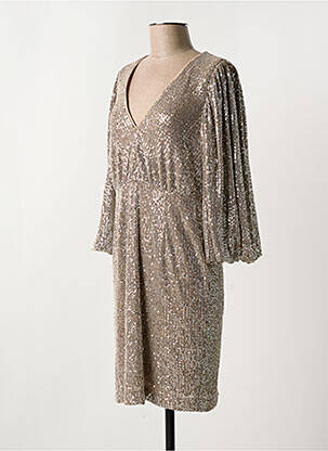 Robe mi-longue col v gris Y.A.S femme